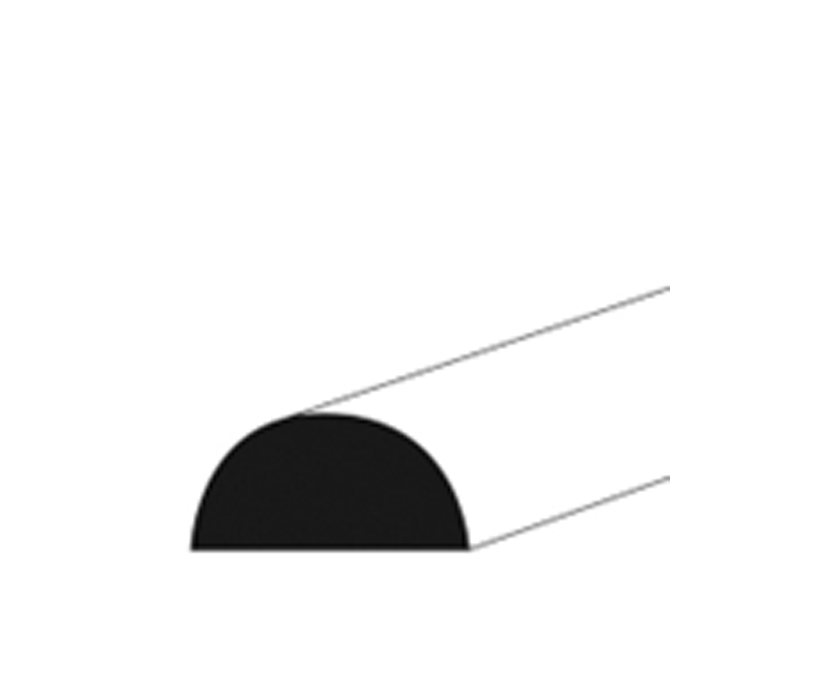 Schwarz-weißes Icon eines halbrunden Stahls mit glatter Oberfläche, perspektivisch dargestellt, von Heinlein Stahlhandel