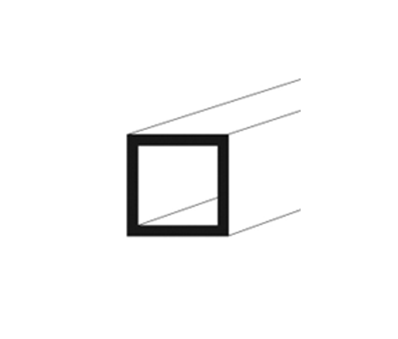 Schwarz-weißes Icon eines verzinkten Quadratrohrs mit klar definierten Kanten, perspektivisch dargestellt, von Heinlein Stahlhandel