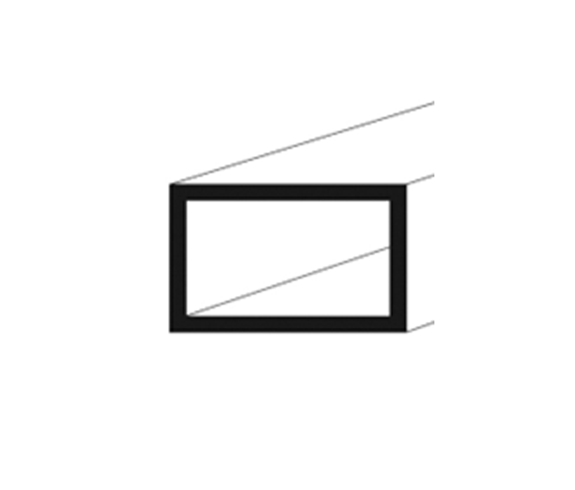 Schwarz-weißes Icon eines Rechteckrohrs mit länglicher Form, perspektivisch dargestellt, von Heinlein Stahlhandel